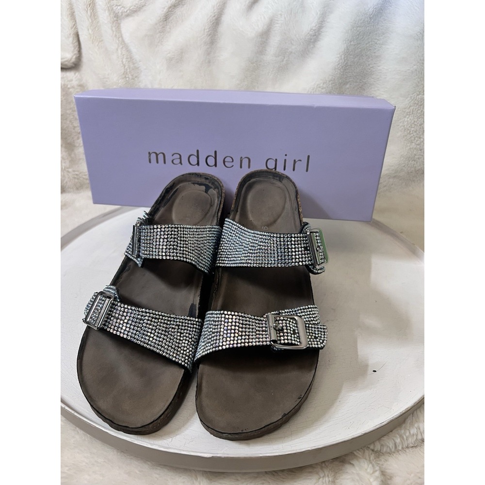 Madden Girl Brando Sandals Iridescent Rhinestones Size 7.5 In Box